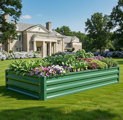 2pcs 6x3x1ft Galvanized Raised Garden Bed (6x3x1ft 2pcs / Green)