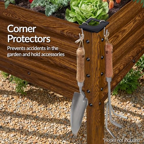72x24x30in Non Toxic Galvanized Raised Garden Bed (72x24x30in / Dark Brown Wood Grain)
