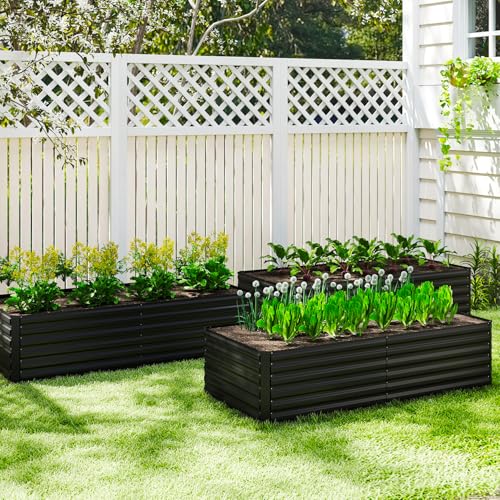 8x4x2ft Outdoor Metal Raised Garden Bed (Black / 8x4x2 FT-1PC)