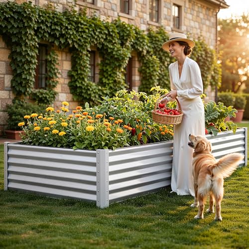 2pcs 8x4x1.5ft Galvanized Raised Garden Bed (8x4x1.5ft 2pcs / Silver)