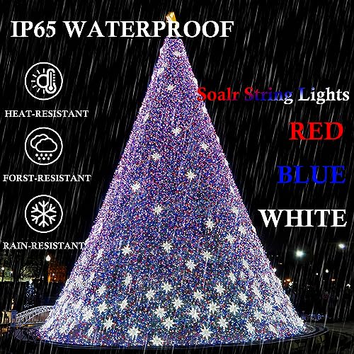 Solar String Lights Outdoor (Red White Blue / 2 Pack(100LED))