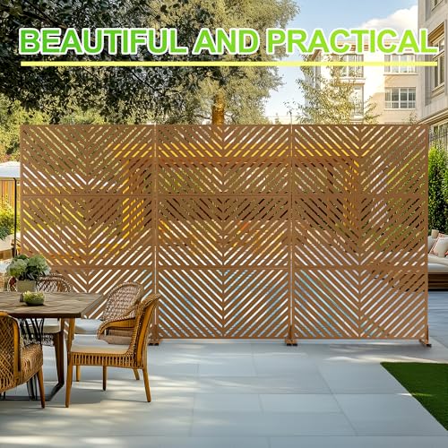 Metal Outdoor Privacy Screen (72" H×47" W / Brown Parallel)