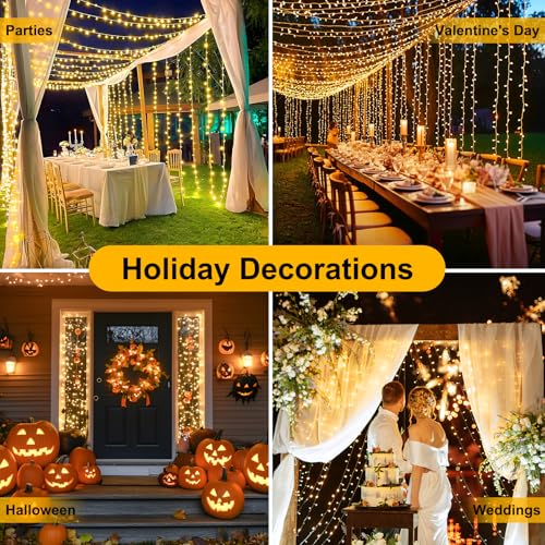 100FT 300 LED Christmas Lights Plug in (Warm White / 100FT 300LED)