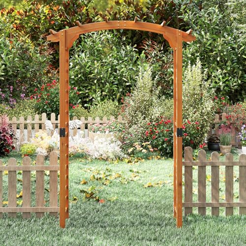 7.5FT Wood Garden Arbor Trellis (63''W x 90''H / Honey Brown)