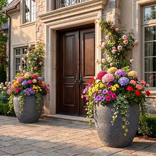 15" Textured Drum Outdoor Planter (Rock Grey / Drum)