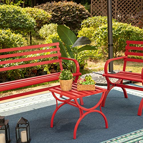 Outdoor Garden Bench (Red-slat)