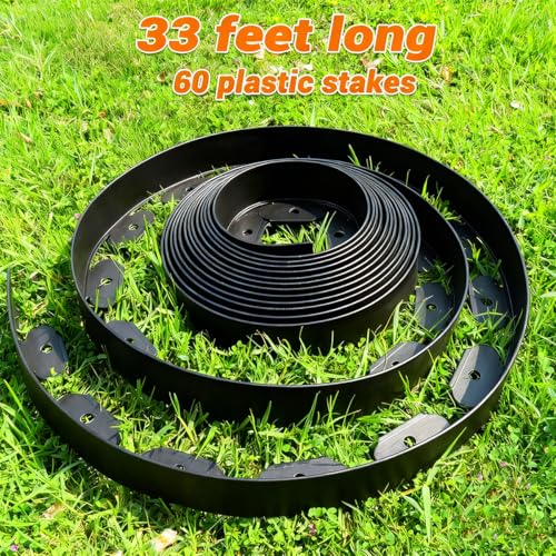 Landscape Edging (Black-33feet / Plastic Stakes)