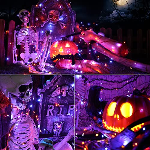 Orange & Purple Solar Halloween String Lights Outdoor Fairy Lights (Orange & Purple / 100 LED - 2 Pack)