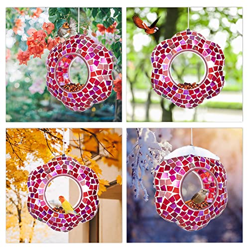 Bird Feeder Hanging Mosaic Fly Through Birdfeeder Garden Yard Decor