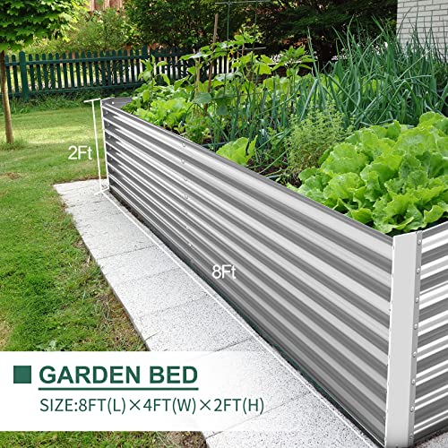 8×4×2 ft Galvanized Raised Garden Bed Kit