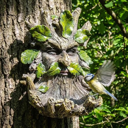 10.3" Whimsical Tree Face Sculpture (Green Mi)
