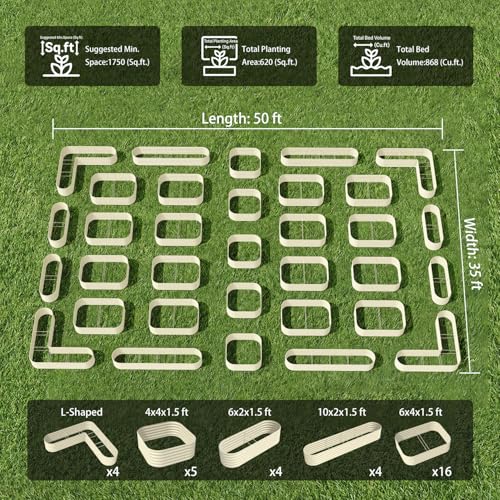 33 Pack Galvanized Raised Garden Beds Kit (Gray / Set of 33)