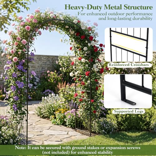 87" Metal Garden Arbor Arch Trellis for Climbing Plants Vines (42"W x 87"H)