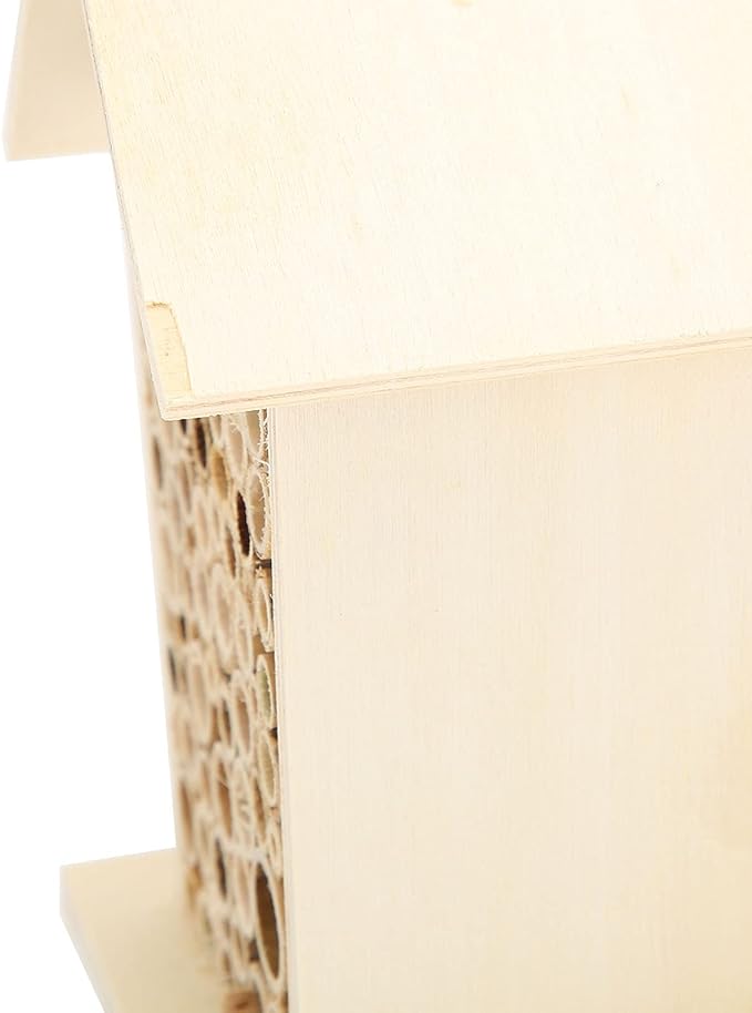 Bee House, Wooden Insect Hotel Hanging Bamboo Bees Hive Habitat Bug Garden Shelter Insects House Decoration Beneficial Nests Box Decorations for Butterfly Bird Outdoors Attracts Pollinators 2PCS
