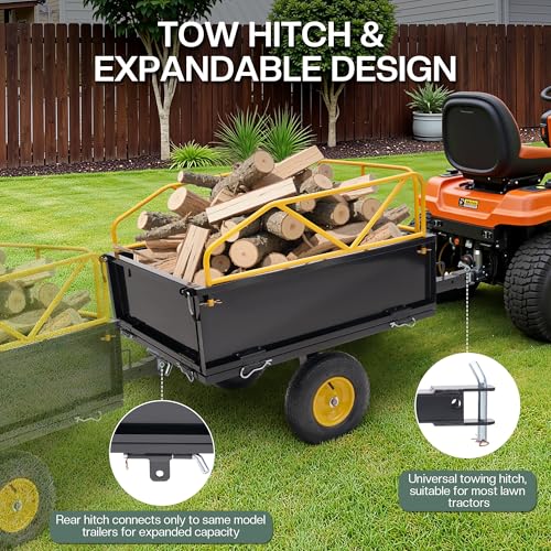500 LBS ATV UTV Tow Behind Dump Cart