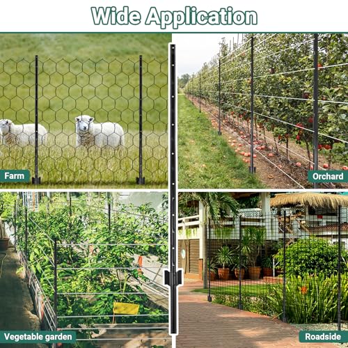 Metal Fence Posts Splicing 6 FT (Black / 6FT-16Pack)