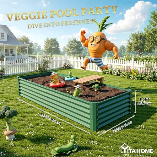 6x3x1.5ft Galvanized Raised Garden Bed (6x3x1.5ft / Green)