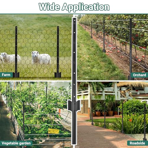 Metal Fence Posts 3 FT Black (Black / 3FT-16Pack)