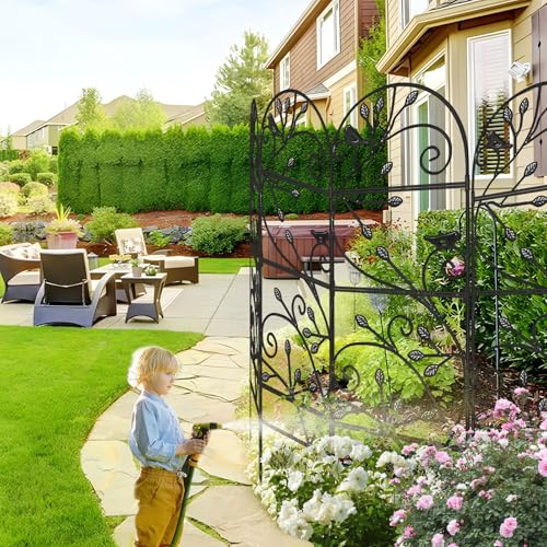 AMAGABELI 2 Pack Garden Trellis for Climbing Plants Outdoor Trellis 46" x 15" Climbing Rose Trellis Metal Trellis for Vines Flower Patio for Grape Cucumber Clematis Decorative Trellis Black (Black-2 Pack Leaf / 46"x15")