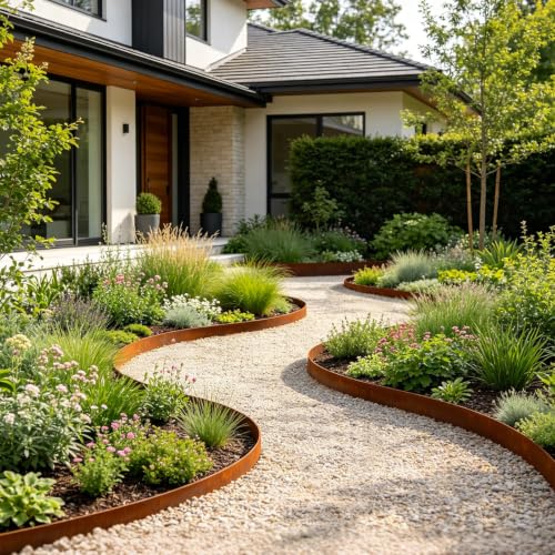 4.5 Inch Cor Ten Steel Landscape Edging (Brown / 4.5 Inch 10PCS)