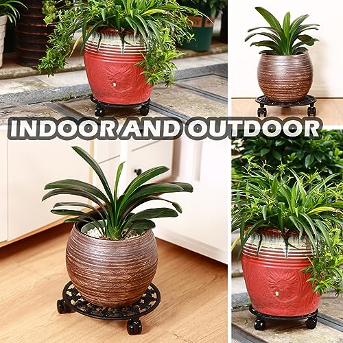 3 Pack Plant Caddy with Wheels (14 inch / Black-3 packs)