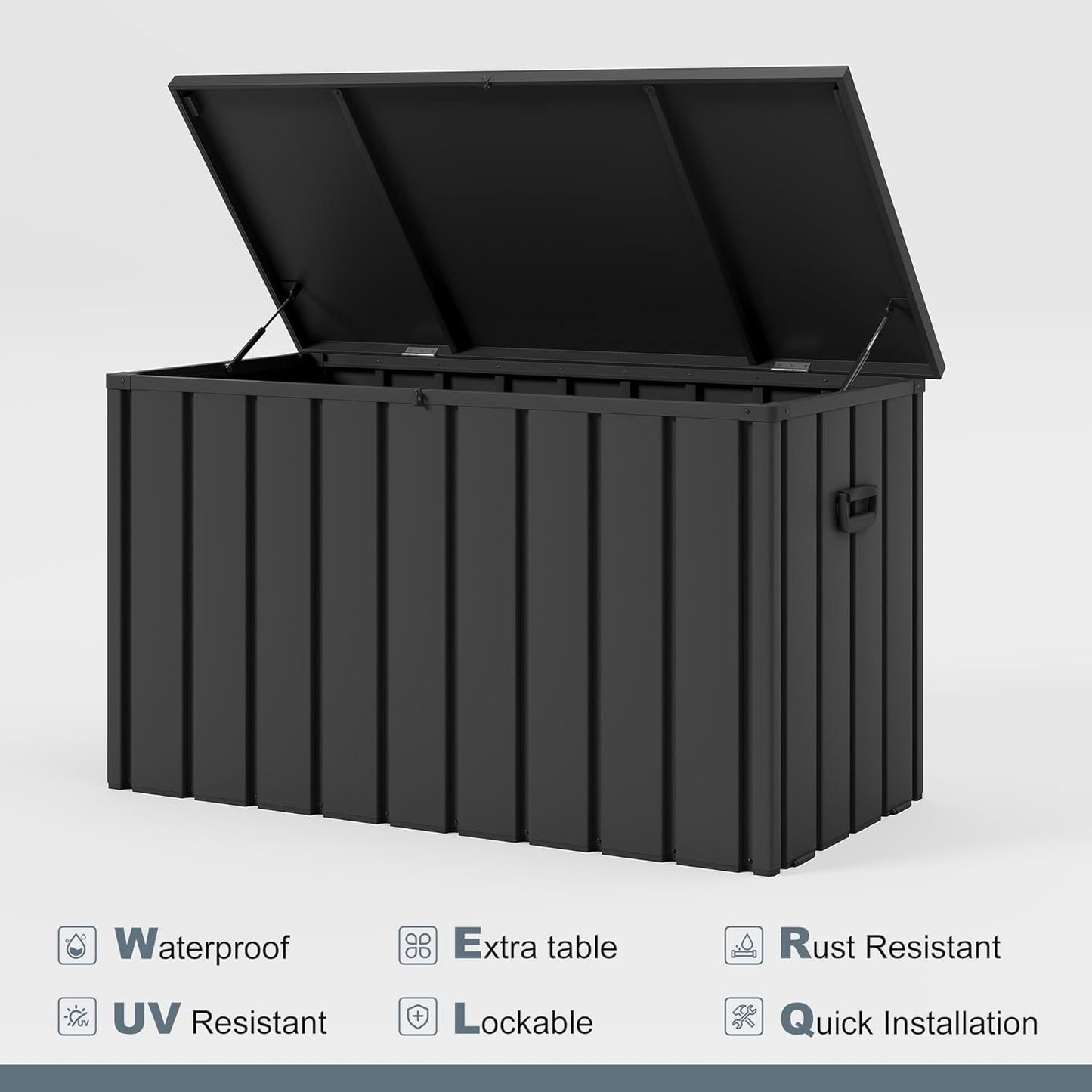PURPLE LEAF Deck Box 160 Gallon Outdoor Waterproof Lockable Storage Box with Lid Deck Organization for Patio Cushions Side Table Pool Accessories Garden Tools, Gray