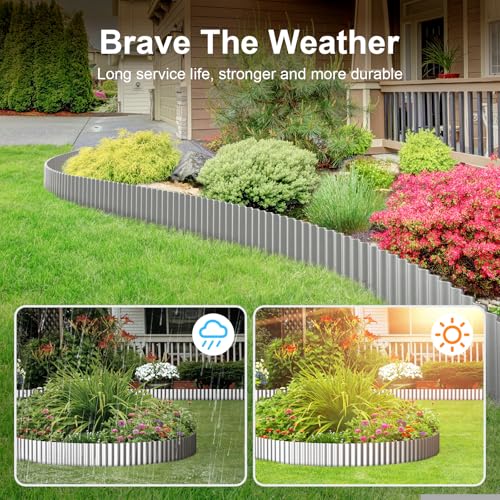 Corrugated Garden Edging Border (Silver / 12 Inch×25 Ft)