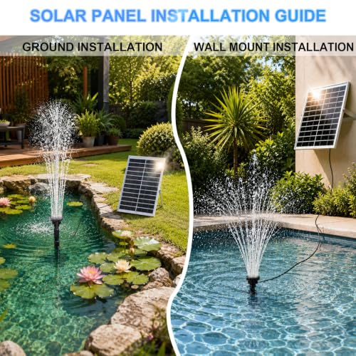 15W Solar Fountain Water Pump with 6 Nozzles for Bird Bath Garden (15w Solar Fountain Pump)