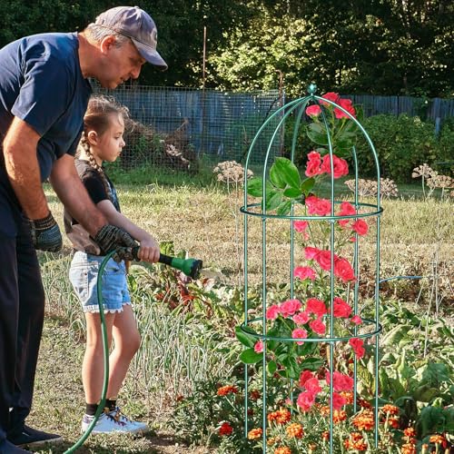 3 Pack Metal Plant Support Cage for Tomato Peony Cucumber (47.2 x 17.7 in / Green)