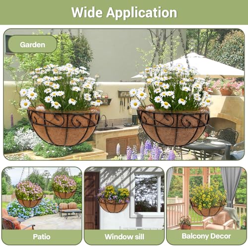 2 Pack 12 inch Metal Hanging Baskets for Plants Outdoor (2 Count)