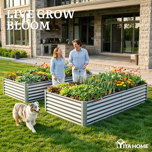 2pcs 8x4x1.5ft Galvanized Raised Garden Bed (8x4x1.5ft 2pcs / Silver)