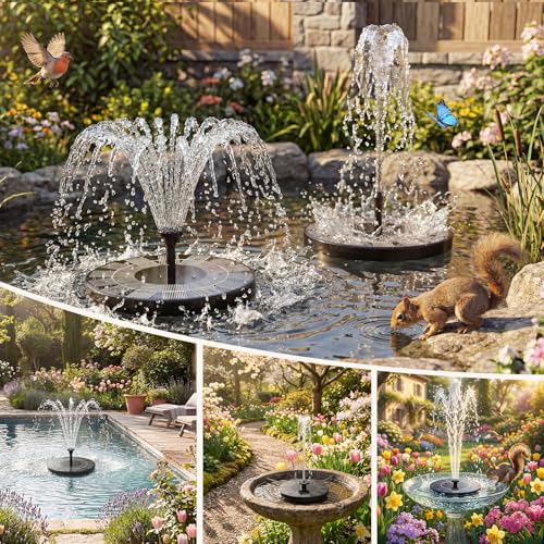 Solar Fountain 2.5W Floating Water Pump with Anti (Black(2.5w))