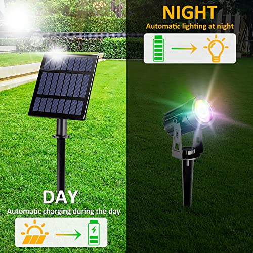 4-in-1 Color Changing Solar Spot Lights Outdoor,RGB Solar Spotlights