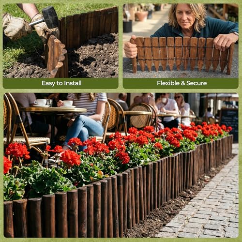 6 Piece Wooden Garden Border (6-Pack 7.9"x42")