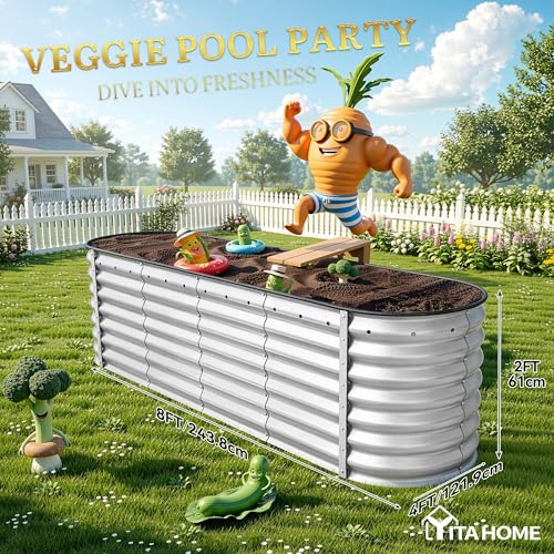 24" Tall 9 in 1 Large Raised Garden Bed Kit (Silver Gray / 8x2x2ft)