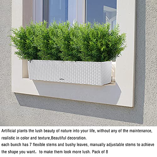 Artificial Plants Flowers Grass Shrubs 8 Pack No Fade Faux Plastic Flowers Outdoor for Farmhouse Garden Porch Patio Indoor Wedding Decoration Greenery Fake Plants uv Resistant (8 Count)