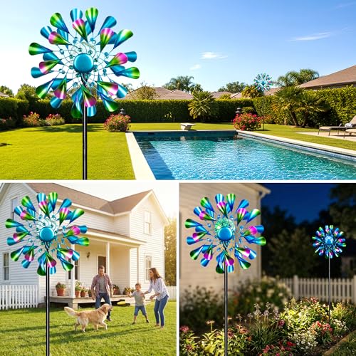Solar Wind Spinner Outdoor Metal (Peacock Green)