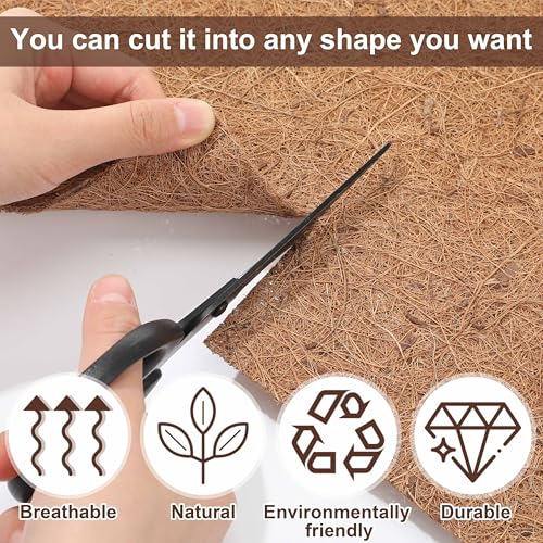 4 Rolls 12 x 14 Inch Coir Liner Roll Coconut Fiber Mat Natural Coconut Coir Liner Sheets Plant Potting Mat for Garden Planters Flower Window Box Basket Animal Pet Pad Reptile Carpet (12 x 14 inch)
