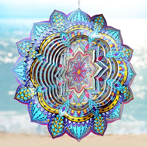 Wind Spinner Mandala Colorful Lily (009-9bule Mandala Colorful Lily)