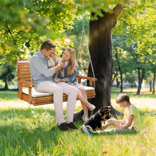 4 FT Heavy Duty Porch Swing with Cushion (Brown / 4 FT)