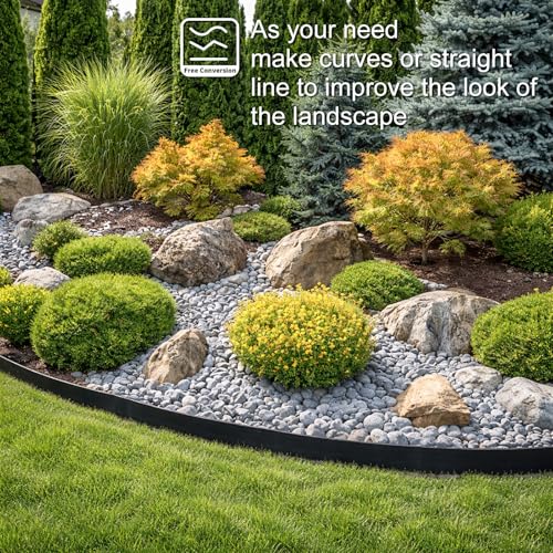 Landscape Edging 4 Inch Tall 150FT with 160Pcs Metal Spikes (Black / 150FT)