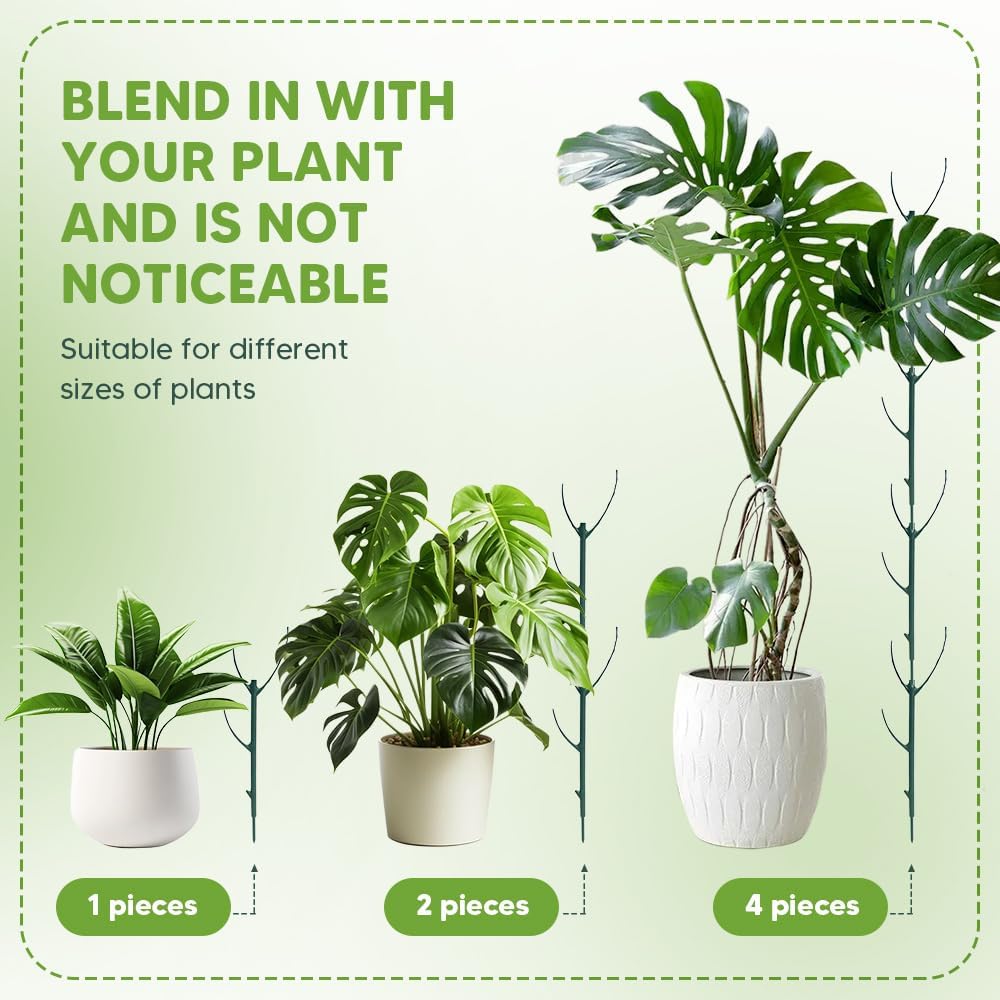 10 Pack Stackable Monstera Plant Support, Garden Plant Stakes for Indoor Outdoor Plants, Climbing Plant Support Structures Moss Pole Monstera Plant Holder Sticks Support Tall Potted Plants (10 Pack)