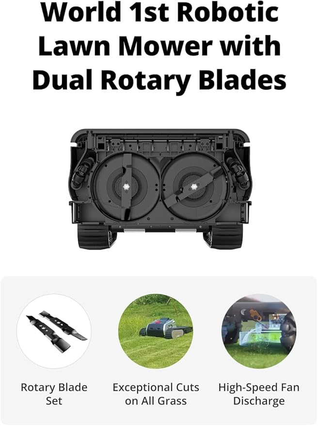 One Robotic Lawn Mower for Large Yards up to 1.73 Acres, Handles 45° (100%) Slopes, RTK-VSLAM Navigation, AI Obstacle Avoidance, No Perimeter Wire, Multi-Zone Mapping, Cut Height 1.2 to 4"
