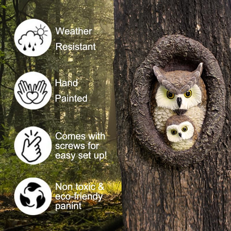 Owlet and Mom Owl Tree Faces