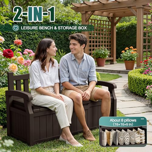 80 Gallon Storage Bench with Cushion (Dark Brown / 80 Gallon with Cushion)