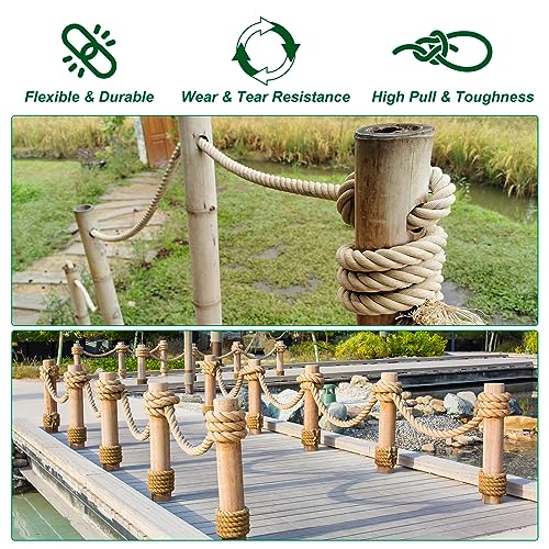 1 4" x 50 Ft Twisted Manila Jute Rope Natural Thick Twine for Docks