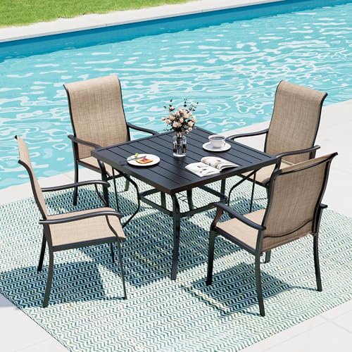 5 Piece Outdoor Dining Set (Beige / 5-Piece(37.4"))