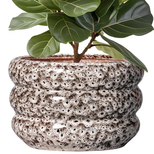 Ceramic Flower Pots (13 Inch / Leopard Print White)