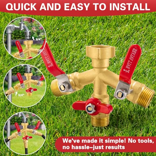 High Flow 3 Way Hose Splitter (3WAY Hose Splitter-Brass)