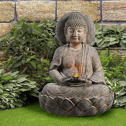 Buddha Zen Statue Water Fountain (Gray)